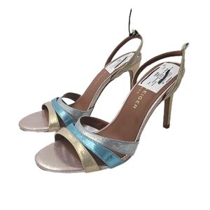 Kurt Geiger London Brixton Metallic Stiletto Sandals Womens 8.5 Heel Dress EU39